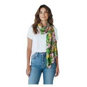 Beverly Hills Hotel Nechila x Shhh Silk 100% Mulberry Silk Scarf Banana Leaf New